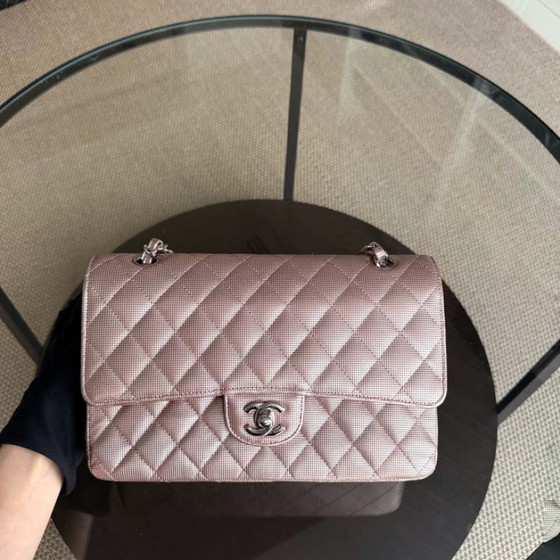 Image 1 of Chanel Classic Flap Medium - Pixelated Calfskin Metallic Pink Silver Hardware Series 21