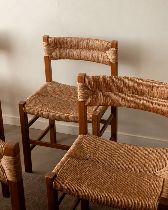 French Mid-Century Wood and Rush Dining Chairs, 1960s, Set of 6, Beige (photo 7 of 22)