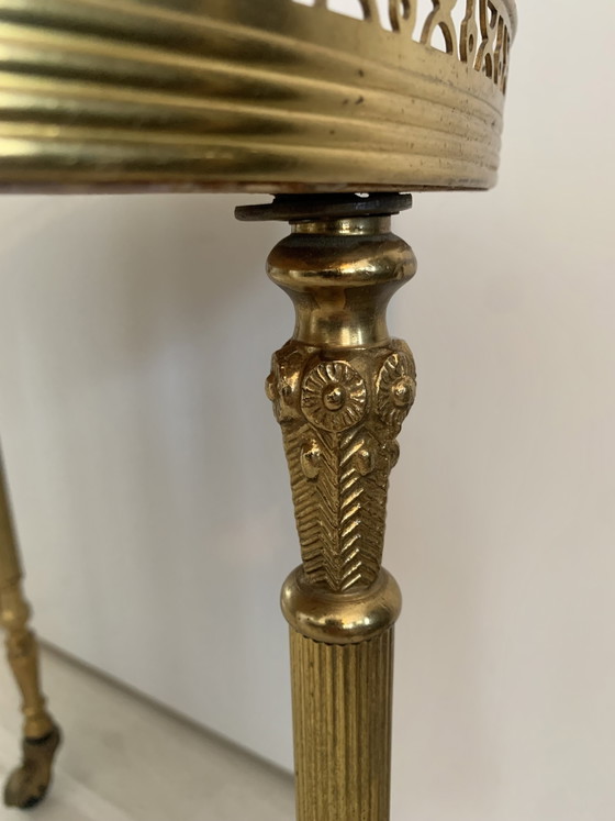 Hollywood Regency inlaid brass side table on casters, 1960s/70s – Bar carts, Metal (photo 5 of 11)