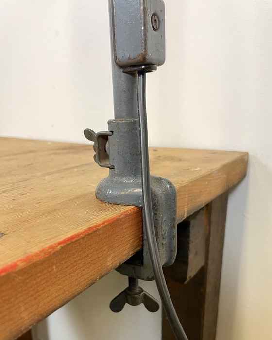 Image 1 of Lampada da scrivania a collo di cigno in smalto grigio industriale di Siemens, anni '50