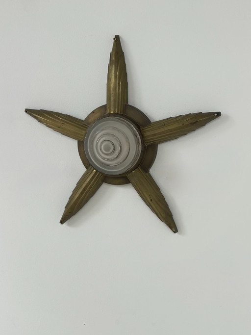 Vintage wall sconce in bronze and frosted glass, France, 1930
