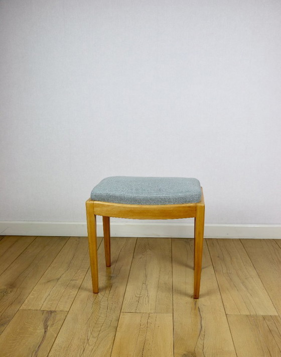 Image 1 of Taburete asiento tela natural azul claro Art Deco - 2 piezas disponibles