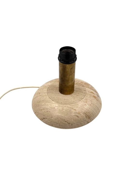Image 1 of Travertine & brass table lamp base, Italy 1970s