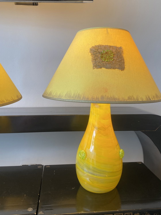 Image 1 of Pair of Murano Vintage 90s/2000s blown glass lamps