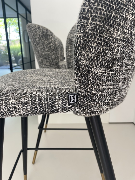 Image 1 of 2 tabourets de bar Eichholtz tissu noir cambon