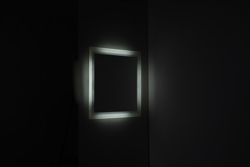Vintage square glass mirror, Italy 1970s.