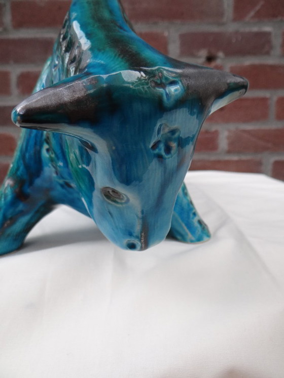 Jema Holland Stier 79, Großer modernistischer Retro-Kunst-Keramikstier – Bildhauerei, Ceramic (photo 6 of 15)