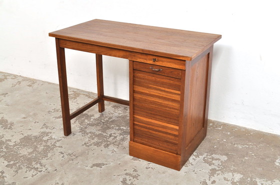 Image 1 of Vintage Oak Children's Desk With Shutter 1950s