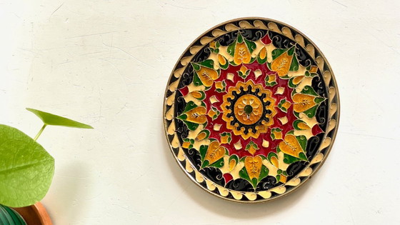 Image 1 of Vintage messing bord met vakjes