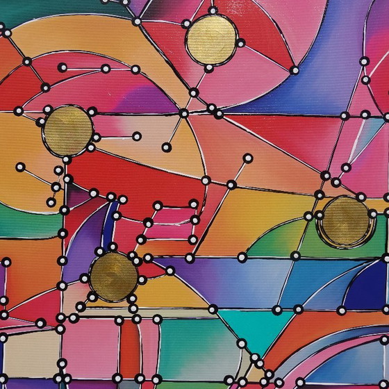 Image 1 of Kubisme A1361 - abstract schilderij XXL