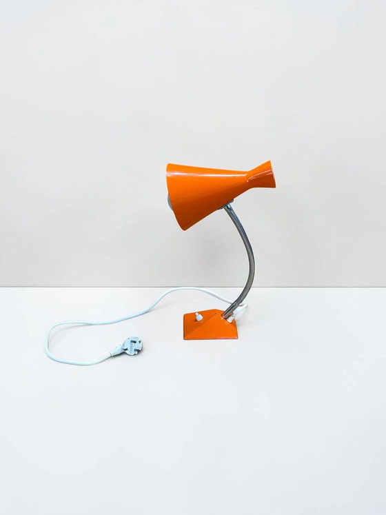 Space Age Tafellamp Oranje Jaren 70 | Vintage Mid-Century Bureaulamp | Retro Design Lamp – Tafellampen, Metal (photo 4 of 18)