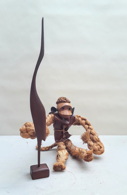 Vintage Set of large Monkey and Heron in the style of Kay Bajesen 1960s Denmark