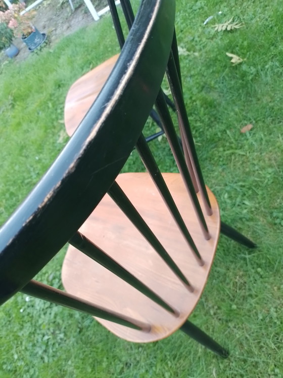 2 x Vintage Spindle Dining Chairs Ilmari Tapiovaara – Wood (photo 3 of 7)