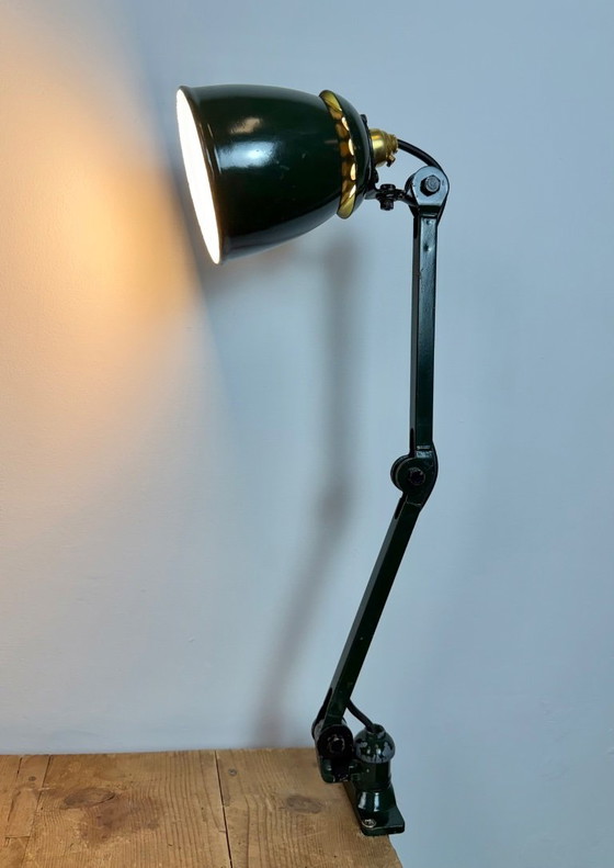 Image 1 of Industrial Green Enamel Adjustable Table Lamp, 1960s