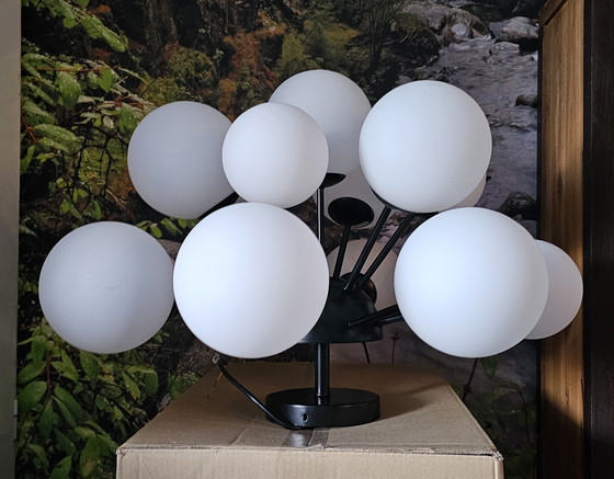 Image 1 of Colmore Sputnik kroonluchter – 15 glazen bollen – zwart metaal – Ø46 cm