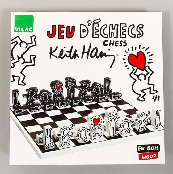 Image 1 of Keith Haring Schachset, schwarz-weiß, neu!!!