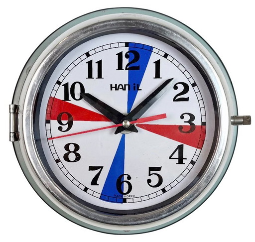 Vintage Blue Hanil Maritime Wall Clock, 1980s