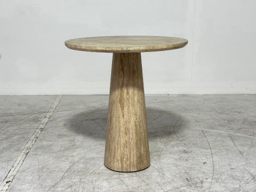 Table de bistrot en travertin Eleonora Aime - Ronde Ø70 - Pierre naturelle massive – eettafels, Stone
