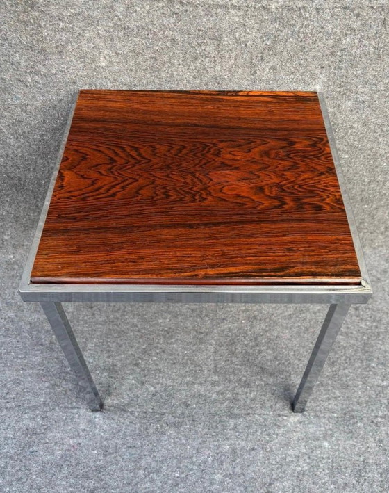 Ensemble de Tables d'appoint du fabricant Pastoe conçu par Cees Braakman, Bois, Chrome, Marron (photo 8 sur 11)