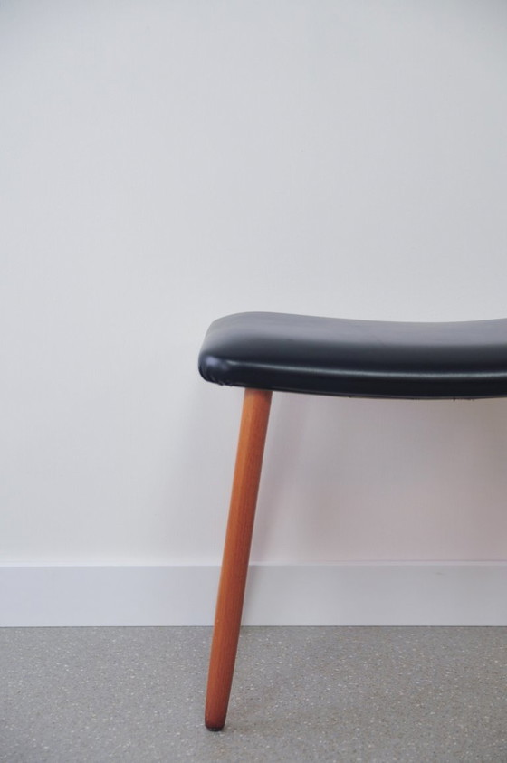 Tabouret Repose-pieds Teck Cuir Brillant – Poufs & repose-pieds, Skai, Wood (photo 5 of 5)