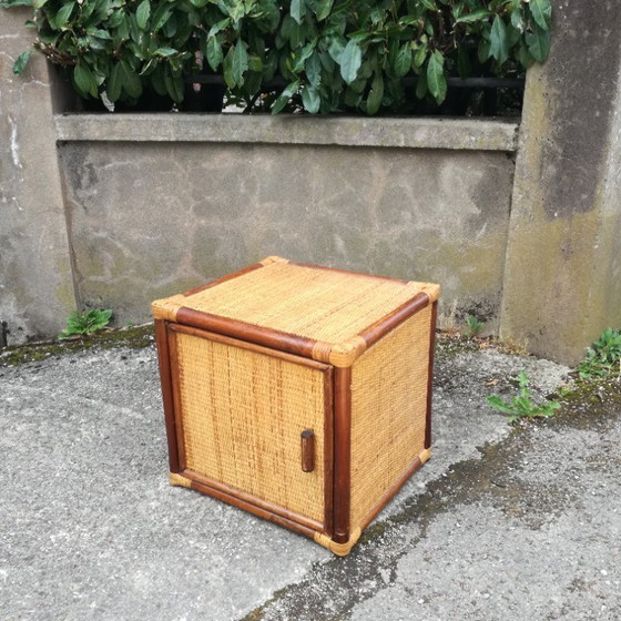 Image 1 of Rattan Cube with Storage Around 1960