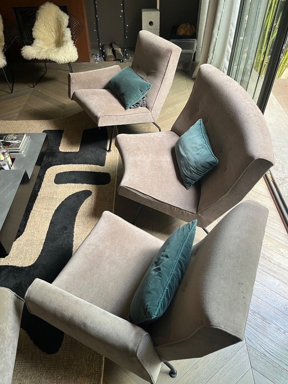 Vintage Modular Sofa Model 743 by Joseph André Motte, Restored, Plus Armchair – Joseph-André Motte, Textile (photo 4 of 5)