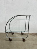 Vintage Chrome Art Deco Trolley with Glass Shelves, Netherlands 1930s