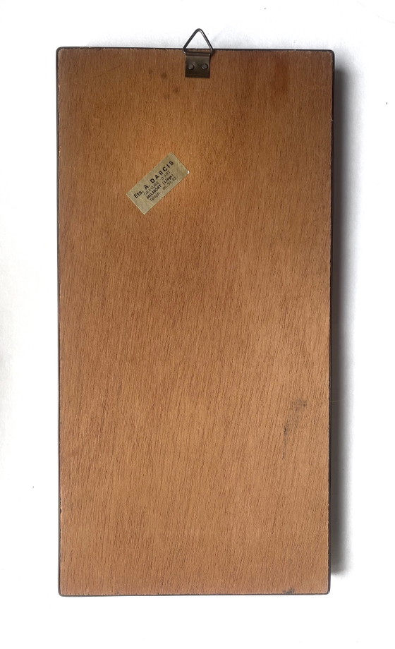 Vintage Hand Engraved Painting A. Darcis / Mid-Century Engraved Art Panel – Wall decoration, Metal, Velvet (photo 5 of 5)