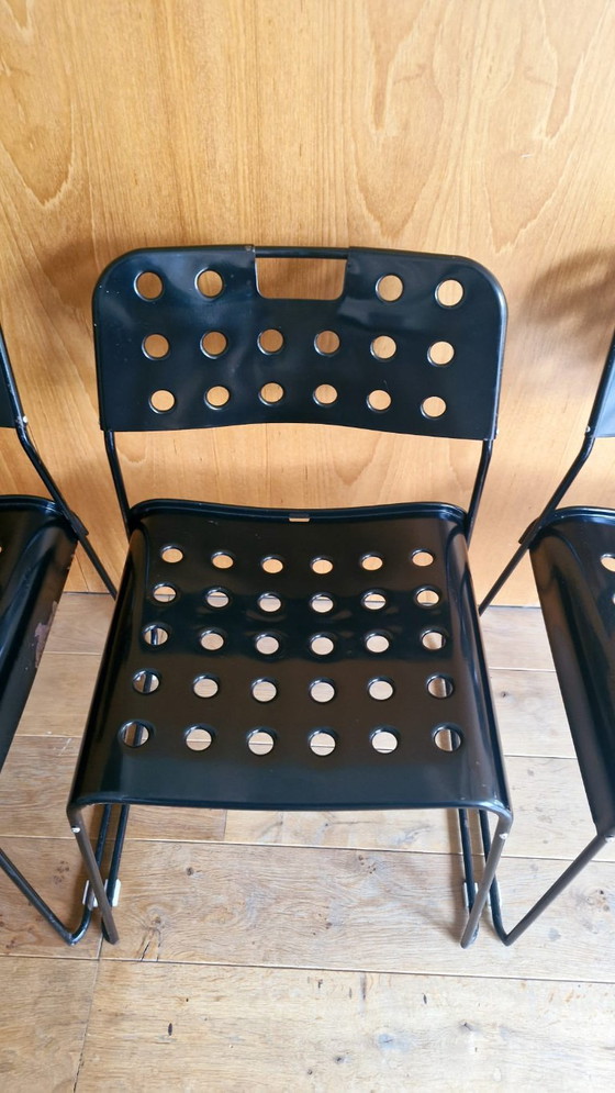 4 Original Vintage Black Omstak Chairs by Rodney Kinsman (Black Frame) – Bieffeplast, Dining chairs, Metal (photo 14 of 21)