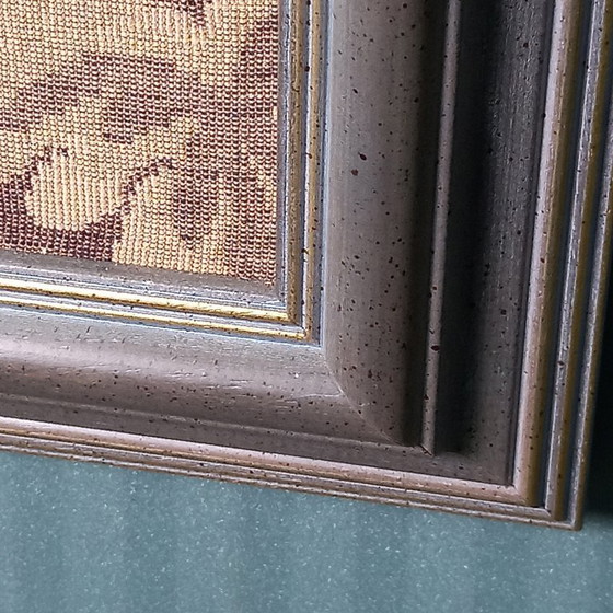 Image 1 of Hand-woven Italian tapestry in a classic wooden frame