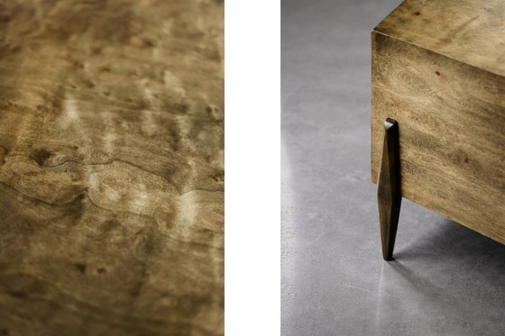 Image 1 of Scandinavian Sideboard in Birch with Hand-Painted Op-Art Pattern, 1960s