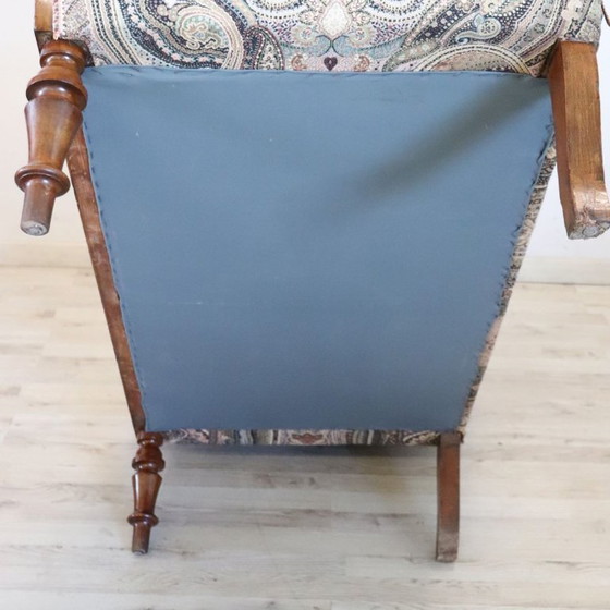 Image 1 of Antieke kleine sofa of chaise longue van walnoothout, Italië, 19e eeuw