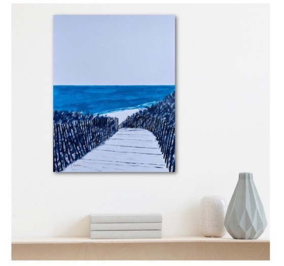 Image 1 of Oost-Indische inkt op wit fabriano papier 300g Formaat 40x30cm.  Natuurlijke houten lijst.