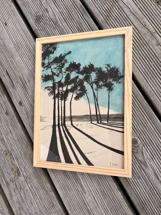 Image 1 of Chinesische Tinte auf 250g Naturpapier. Thema: CAP Coz. Format 30x21 cm.