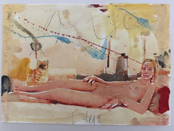 Image 1 of Peter Klashorst (unique piece) Lying Nude 2016 (signed)