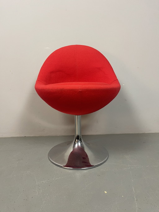Börje Johanson Vibrant Red ‘Venus’ Lounge Chair / Side Chair. Sweden, 1960s. Ref.: CH2007 – fauteuils, Chrome, Textile