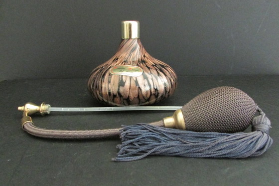 Murano glass perfume bottle, gold with black, Decorative Objects, Metal, Brown, Vintage (photo 3 of 8)