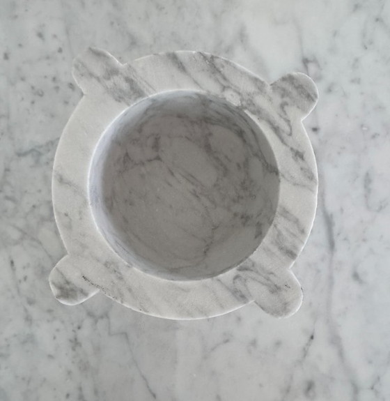 Image 1 of Mortar made of Carrara marble - High-quality marble bowl for kitchen & design / decoration