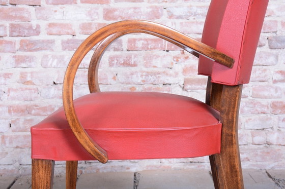 Restored Art Deco Armchair, by Jules Leleu, Beech, Revived Polish, France, 1930s – Wood, Skai (photo 7 of 14)