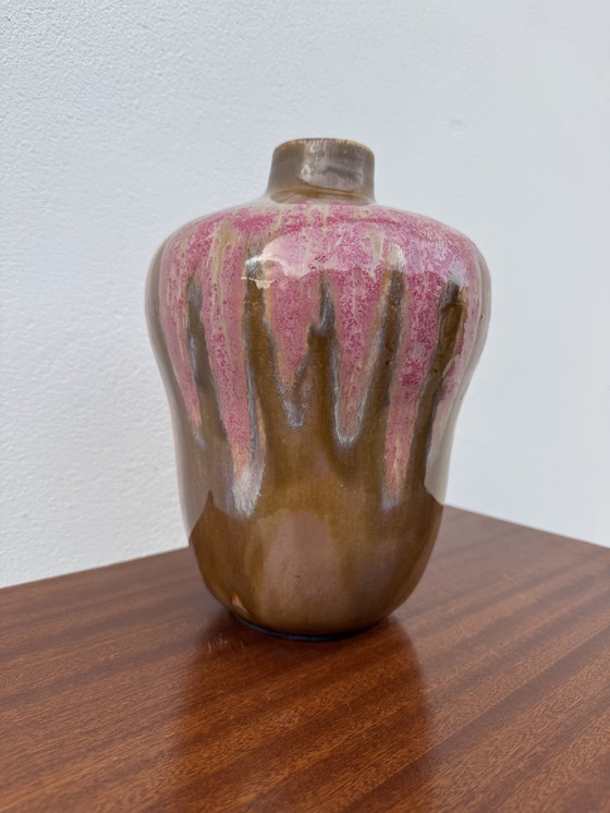 Image 1 of Vaso in gres smaltato rosa Art Déco
