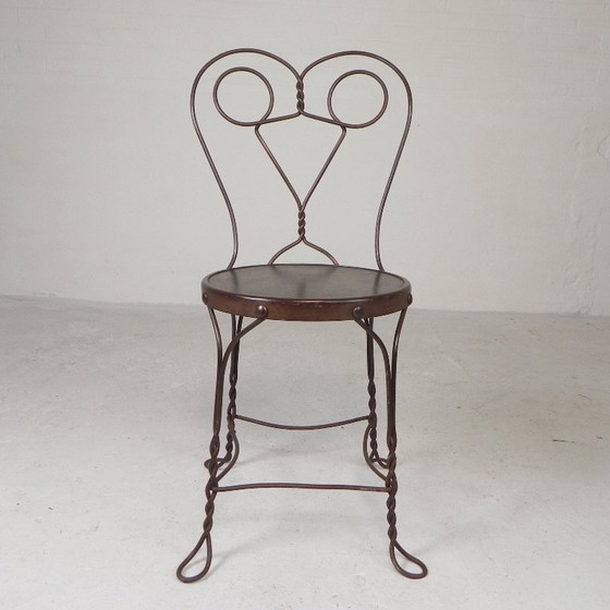 Image 1 of Elegant steel American ice cream parlor chair, 1940s