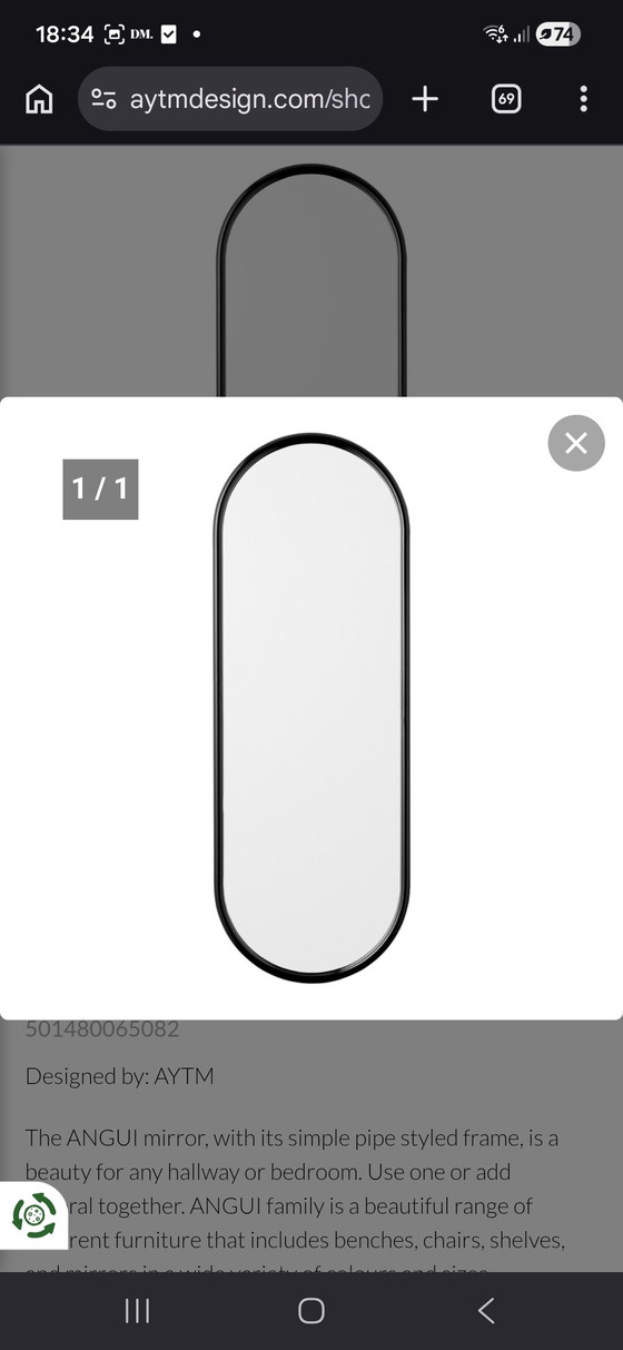 Image 1 of Miroir ovale AYTM Angui 108 cm × 39 cm