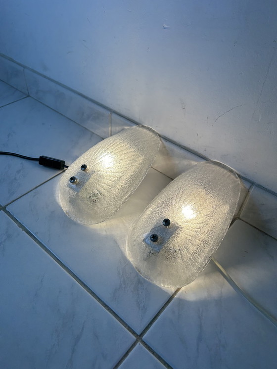 Image 1 of 2x vintage glass wall lamp shell Laguna Light