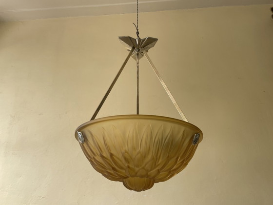 Image 1 of Hanglamp Schaallamp Lamp Art Deco 1930 Model Artisjok Frans