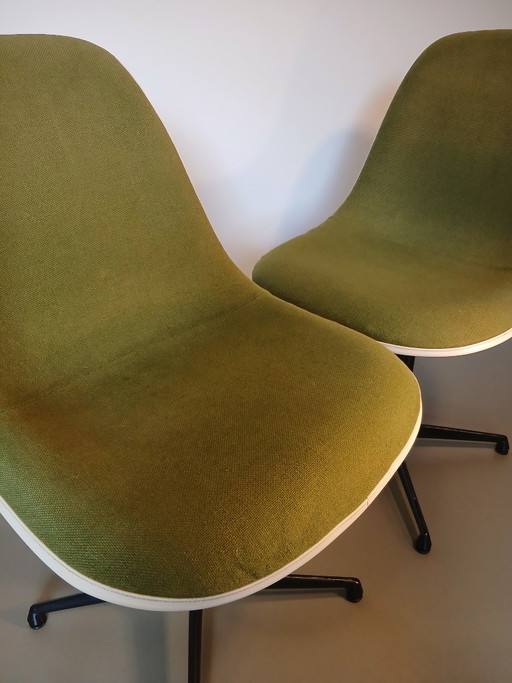 2 Eames Fiberglass Side Chairs With La Fonda Base