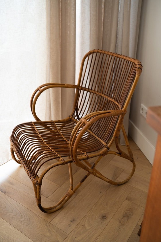 Image 1 of Rotan Lounge Stoel Van Dirk Van Sliedregt Voor Rohé