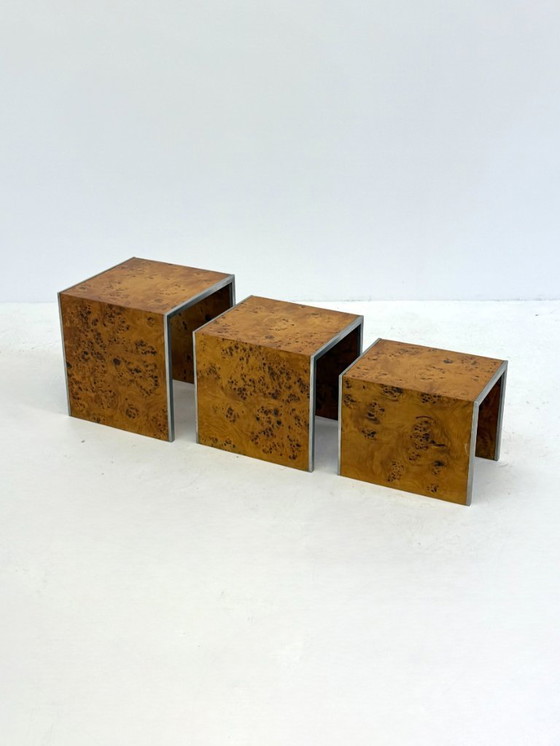 Image 1 of Set of three Tommaso Barbi mid-century modern root wood side tables