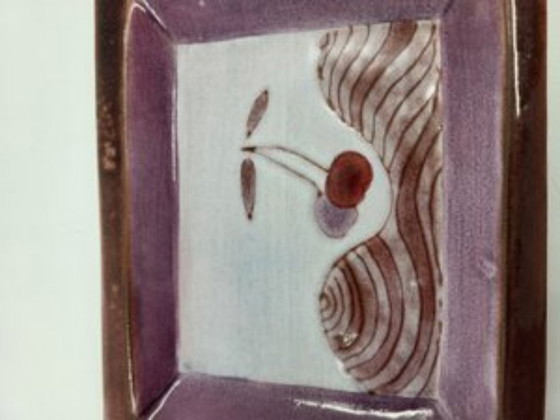 Image 1 of Cloutier Brothers trinket tray in glazed ceramic, Rose, France, 1950