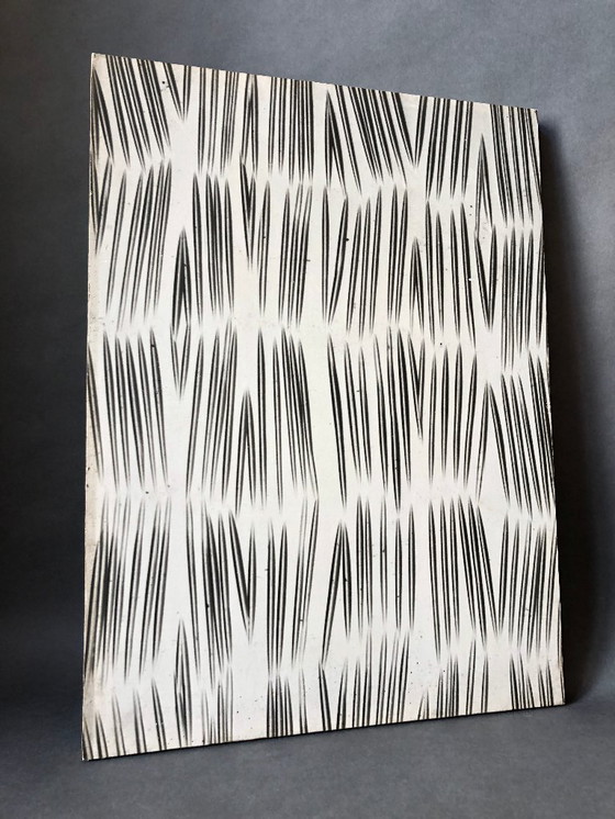 Image 1 of Set of 2 vintage wooden panels with print patterns 1960s / 1970s