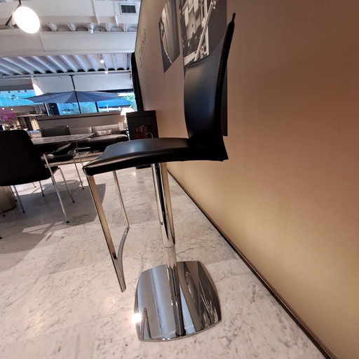 Draenert Nobile Barhocker, Leder, schwarz, verstellbar